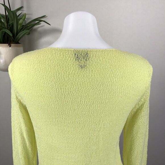 Eileen Fisher Yellow Sweater‎ Thin Boucle Nubby Knit Rolled Hem Top Size M - Picture 6 of 11